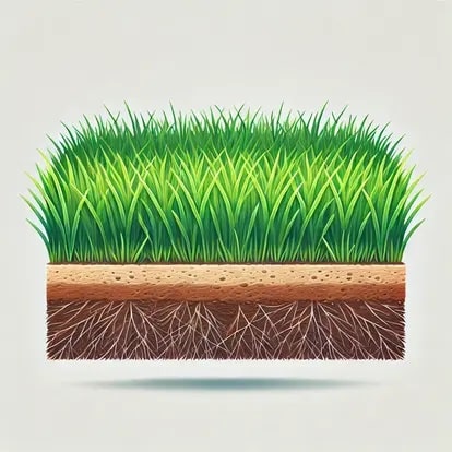 Real grass turf with roots growing into the soil to Eco-friendly real turf with deep roots in Bedford for natural lawns.