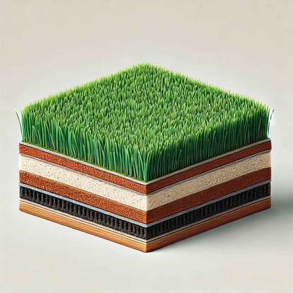 Durable artificial grass structure showing layers of synthetic grass and base for homes and sports fields in Bedford