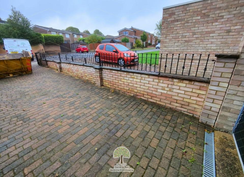 New cedar wood fencing installation with horizontal slats, enhancing privacy, durability, and modern kerb appeal. 